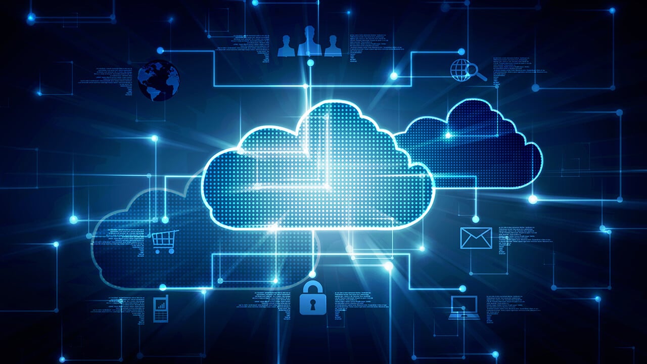 A conceptual image representing the best practices for securing cloud services, including encryption, access control, and monitoring.